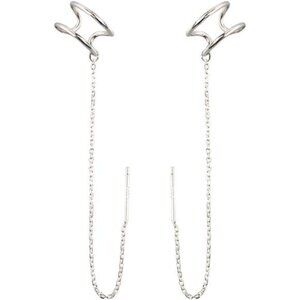 925 Sterling Silver Cuff Earrings Threader Chain for Women Crawler Earrings Wrap